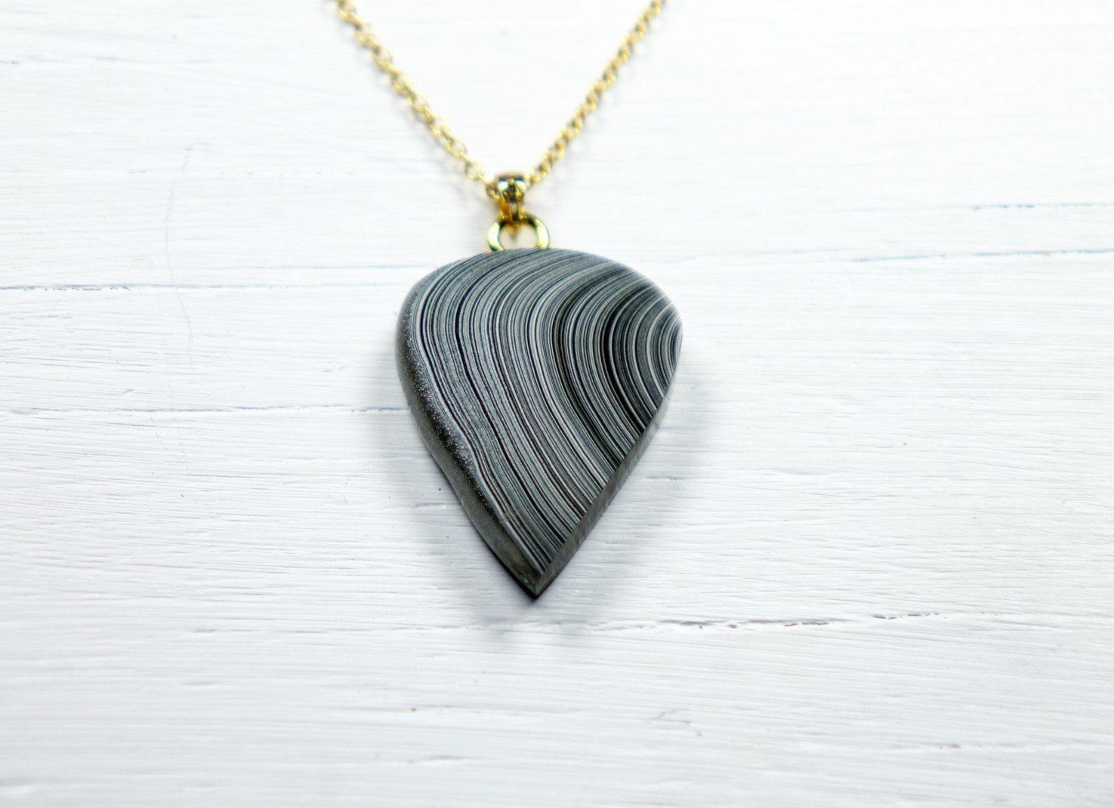 Fordite Necklace - 27.45mm x 22.58mm x 4.84mm - Gold Colored Chain (N-176) Fordite Necklace - 27.45mm x 22.58mm x 4.84mm - Gold Colored Chain (N-176)