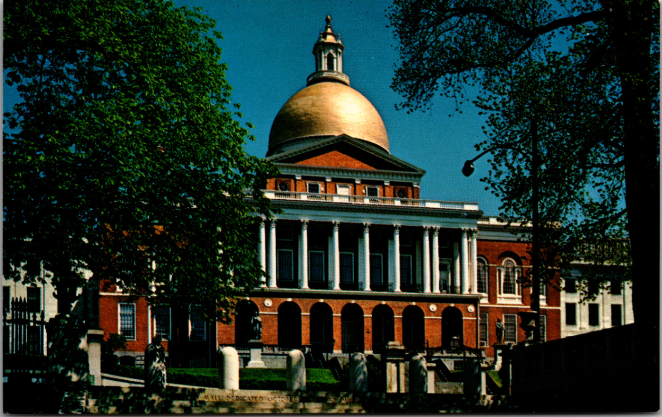 Vintage Boston State House Plastichrome Postcard, Bob Glander Art Vintage Boston State House Plastichrome Postcard, Bob Glander Art