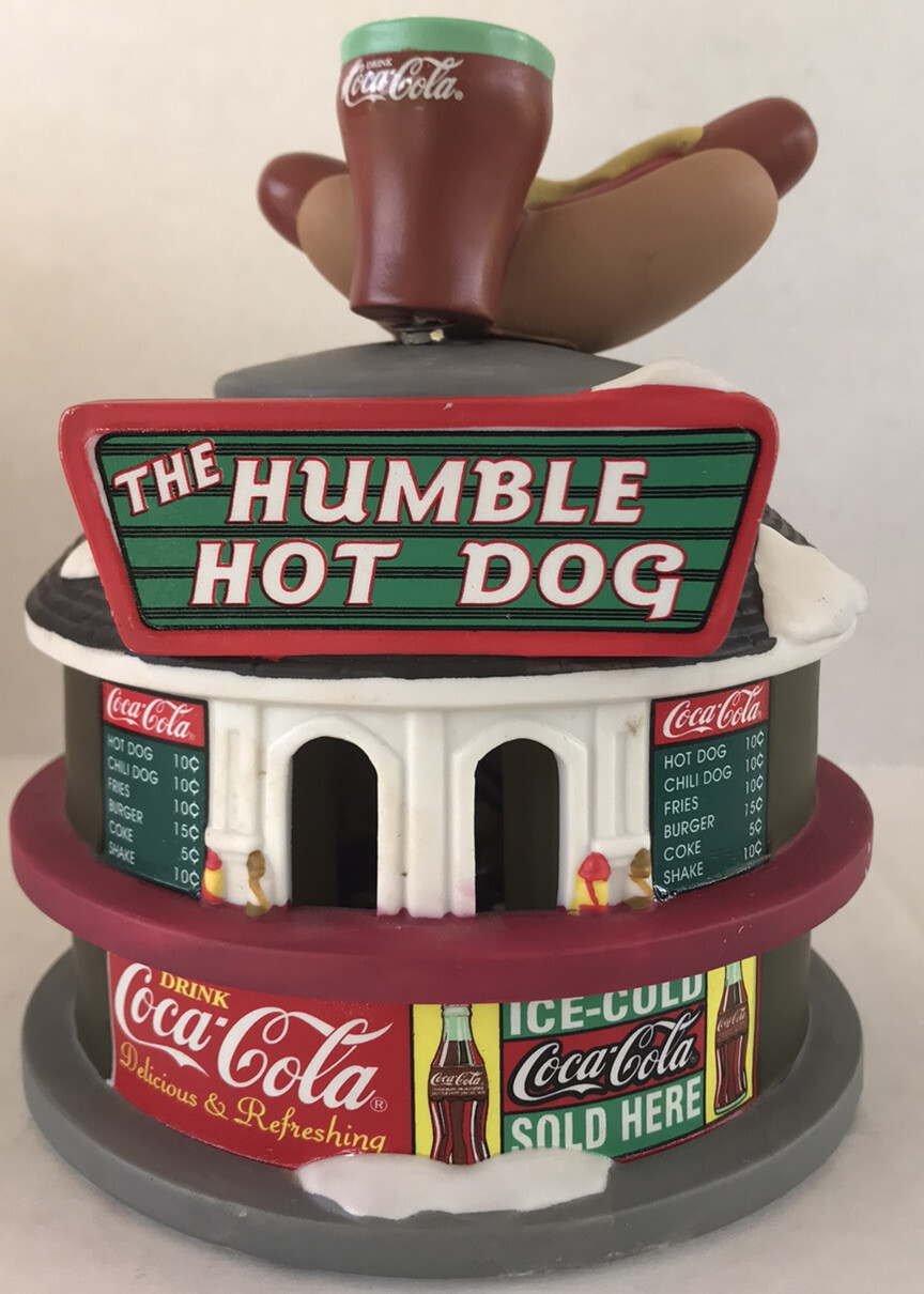 Vintage Coca Christmas Village Humble Hot Dog Stand Lighted Ceramic Building Vintage Coca Christmas Village Humble Hot Dog Stand Lighted Ceramic Building