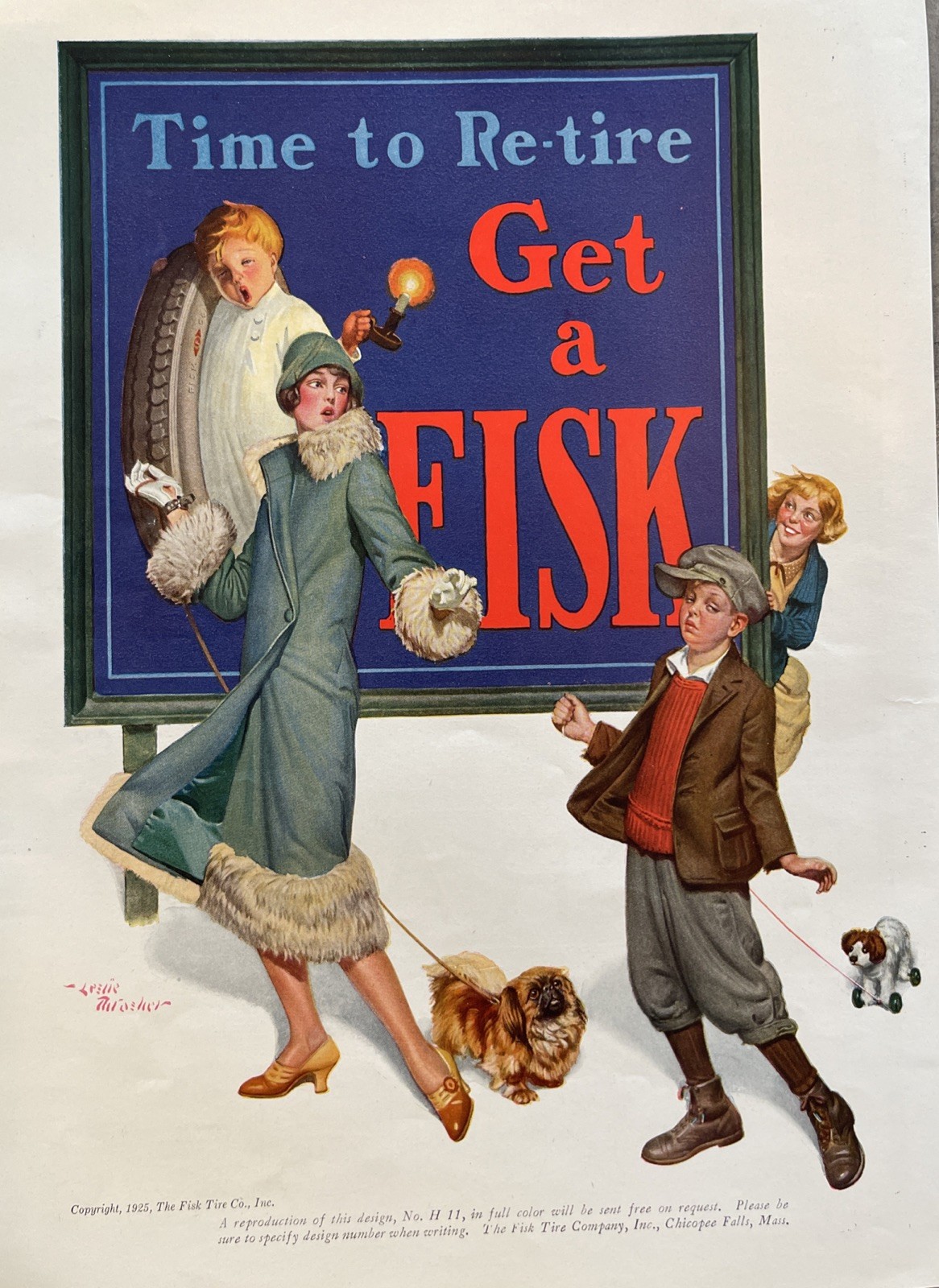 Original 1925 Color Ad Leslie Thrasher Fisk Well Dressed Woman Pekingese Dog Original 1925 Color Ad Leslie Thrasher Fisk Well Dressed Woman Pekingese Dog