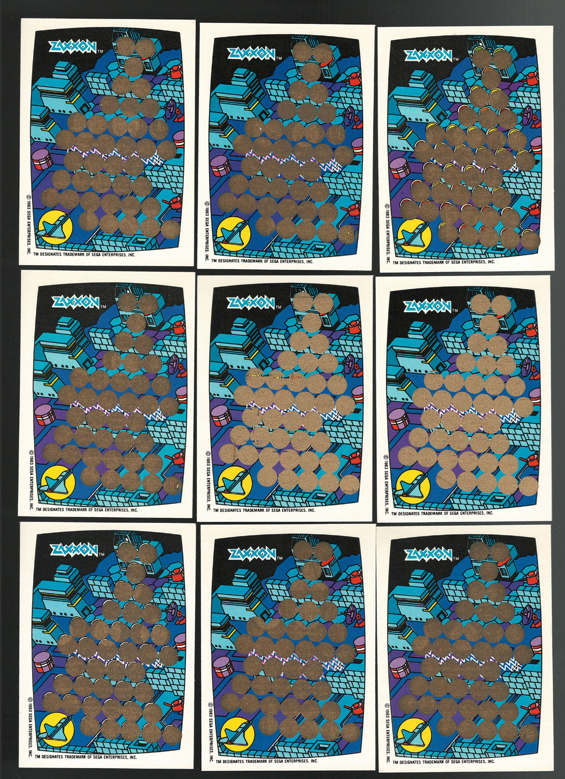 1983 Topps Video City Zaxxon Lot of 9 cards Zaxxon
