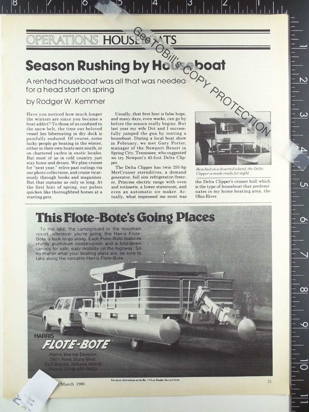 1980 ADVERTISING for Harris Flote Bote motor yacht pontoon boat