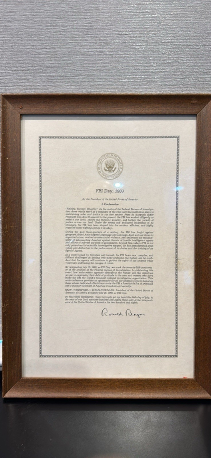 Very Rare authentic FBI Ronald Reagan 1983 Presidential Proclamation Document Very Rare authentic FBI Ronald Reagan 1983 Presidential Proclamation Document