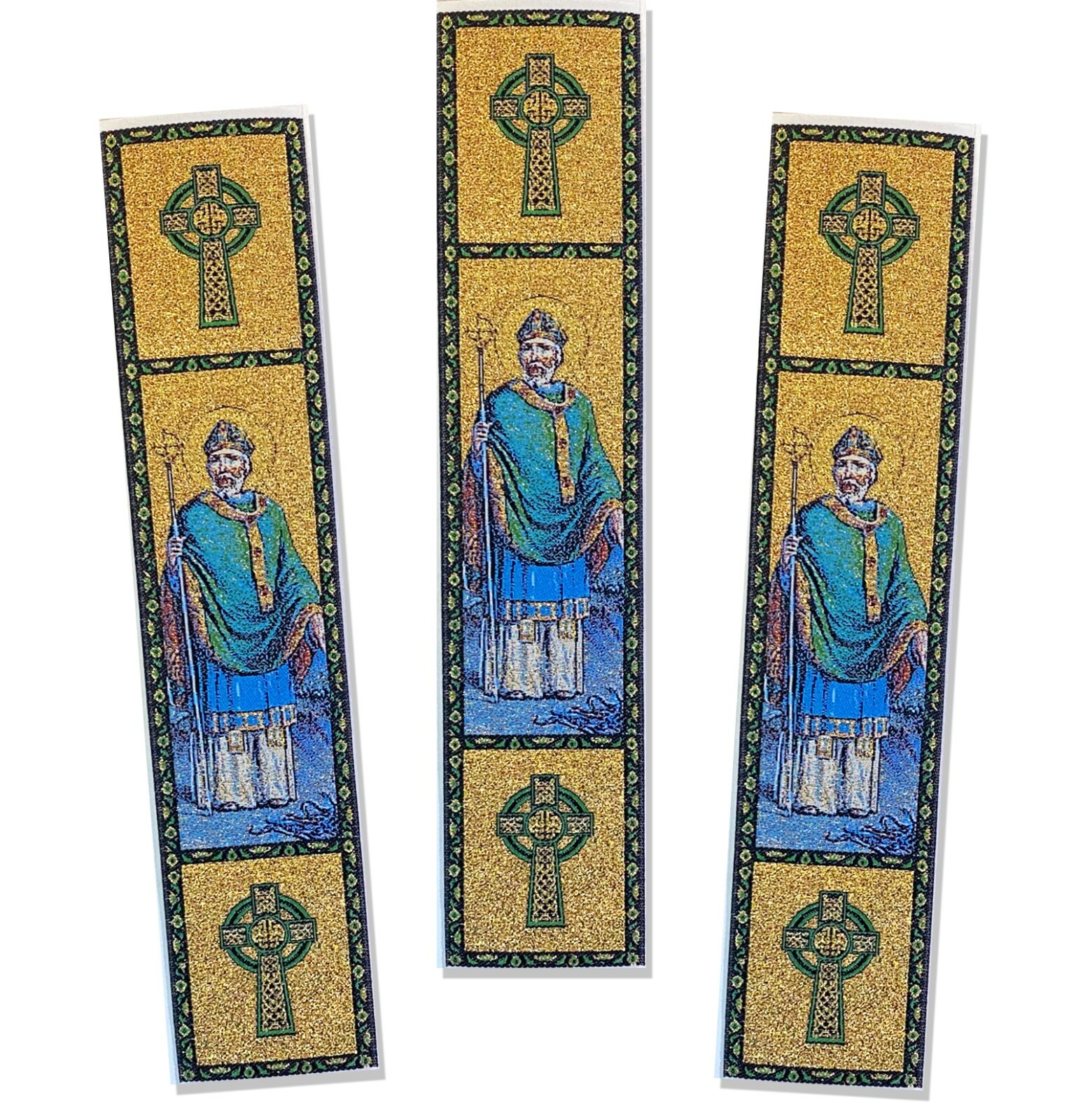 Saint St Patrick Icon Tapestry Bookmarks With Celtic Cross Book Marker 9 1/4 Saint St Patrick Icon Tapestry Bookmarks With Celtic Cross Book Marker 9 1/4