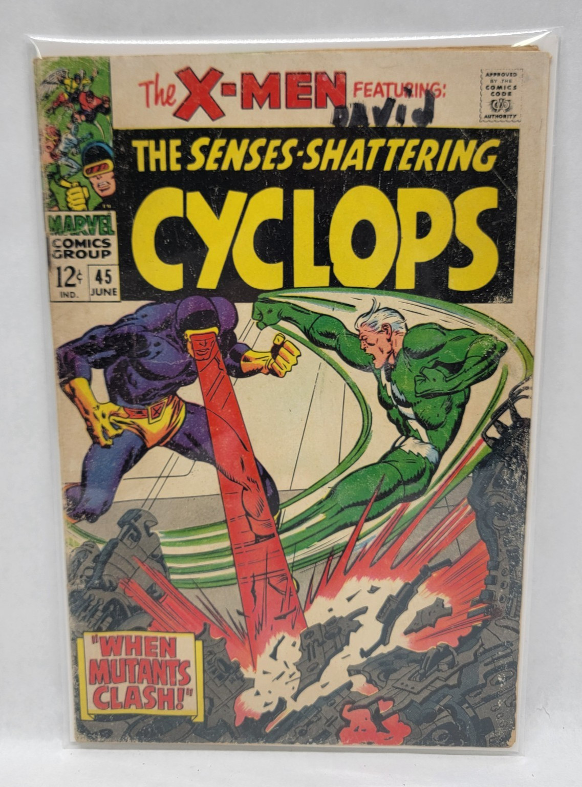 X-MEN #45 - June 1968 Marvel Comics - 1st X-Men Cross Over WHEN MUTANTS CLASH