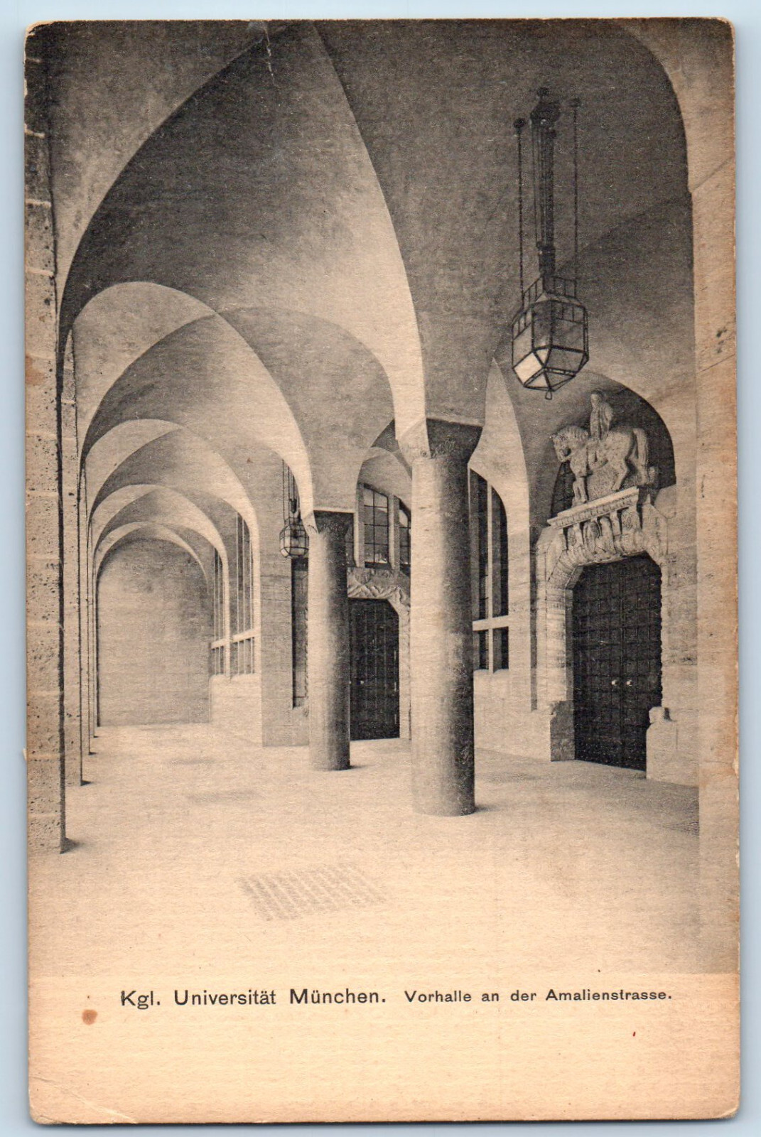 Germany Postcard University of Munich Lobby on Amalienstrasse c1910 Antique
