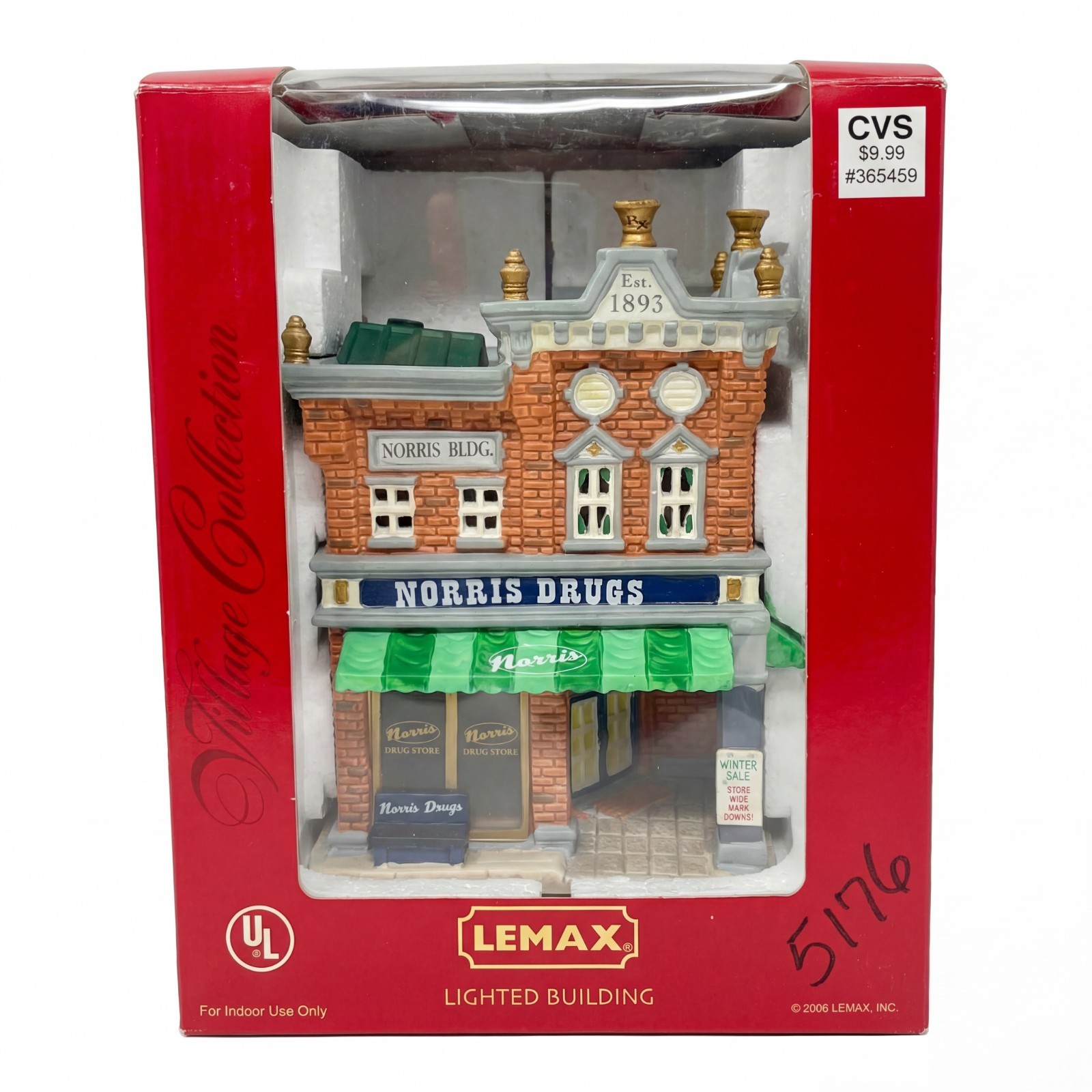 Lemax Norris Drug Store Lighted Building Village Collection 65448CV , 2006 Lemax Norris Drug Store Lighted Building Village Collection 65448CV , 2006