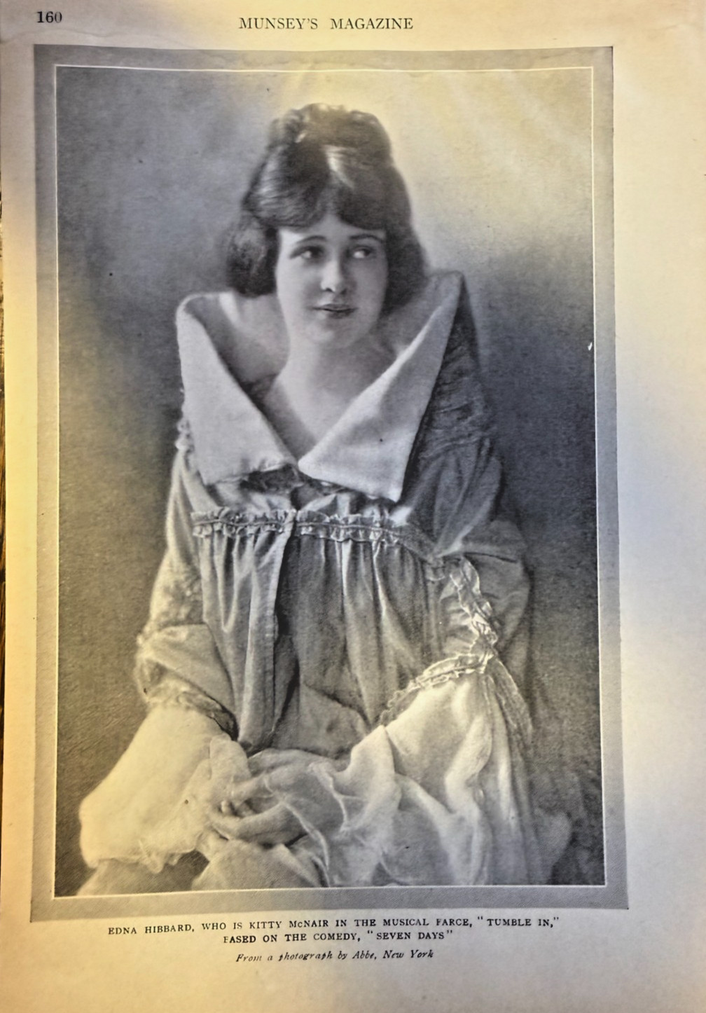 1919 Vintage Magazine Illustration Actress Edna Hibbard