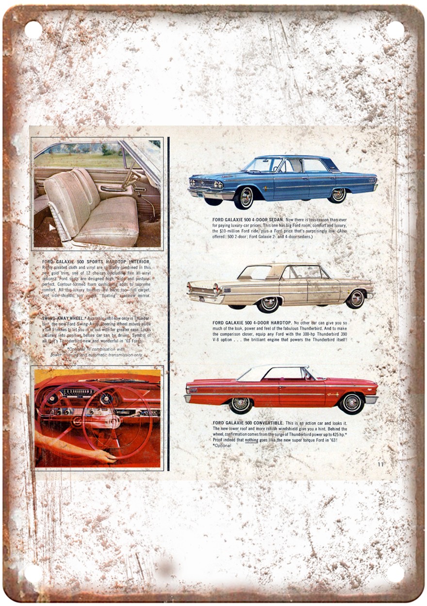 1963 Ford Vintage Automobile Advertising Retro Look Metal Sign AN1927
