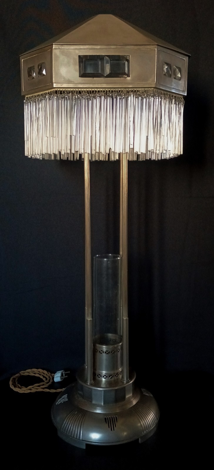 HANS OFNER ARGENTOR JOSEF HOFFMANN ERA VIENNA SECESSION LARGE TABLE LAMP C.1910
