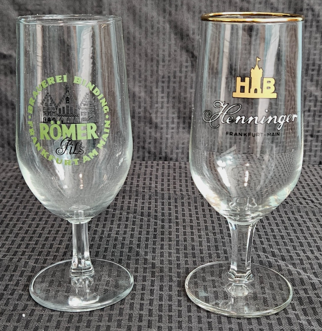 Vintage German Beer Glasses Stemmed Breweriana Barware Tasting Glasses Lot Of 2