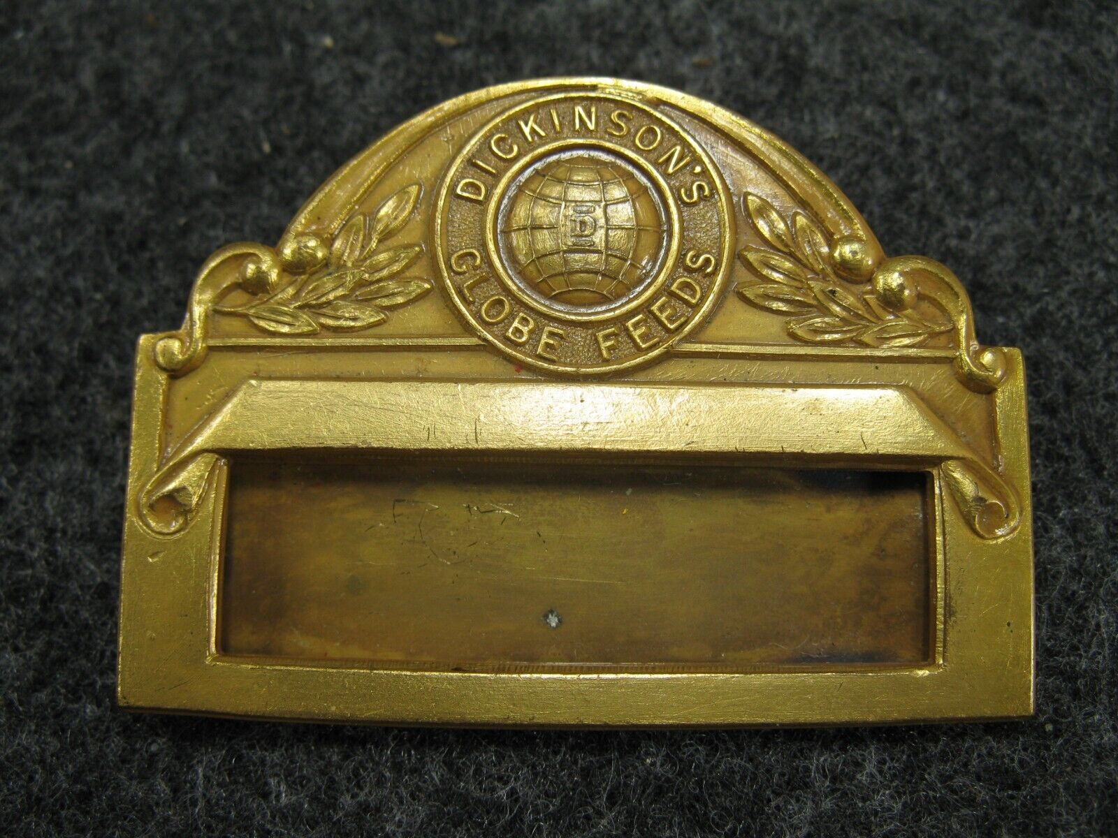 Dickinson’s Globe Feeds Employee Badge Pin RARE Vintage