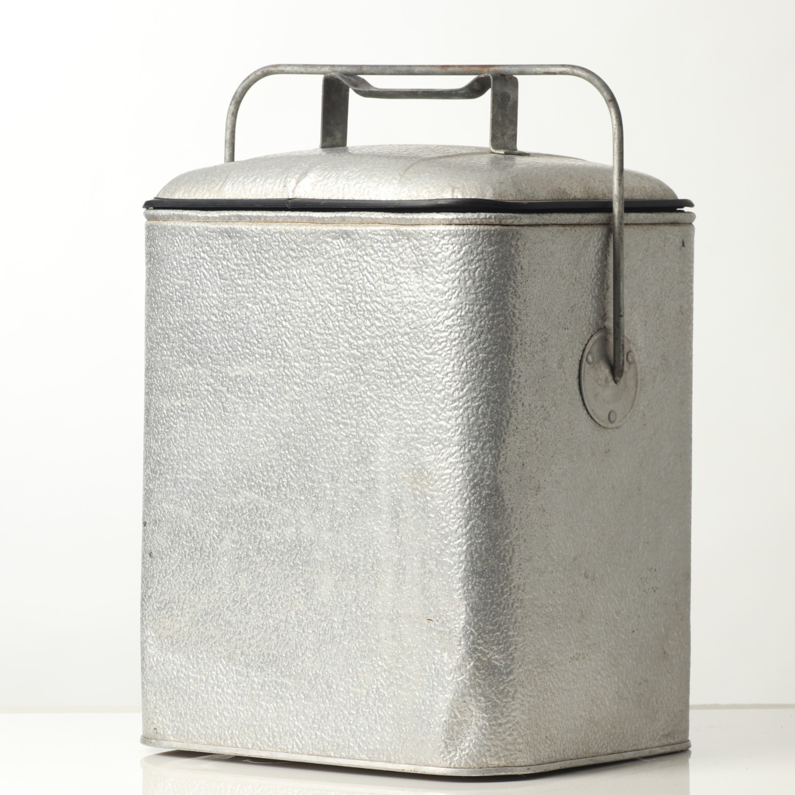 Antique Milk Box Metal with lid clamp 1950's vintage
