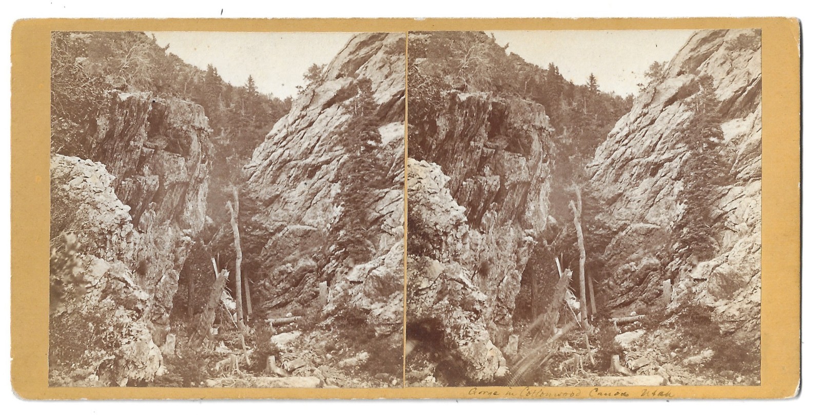 Savage & Ottinger Union Pacific Stereoview Gorge In Cottonwood Canon Utah 1860s Savage & Ottinger Union Pacific Stereoview Gorge In Cottonwood Canon Utah 1860s