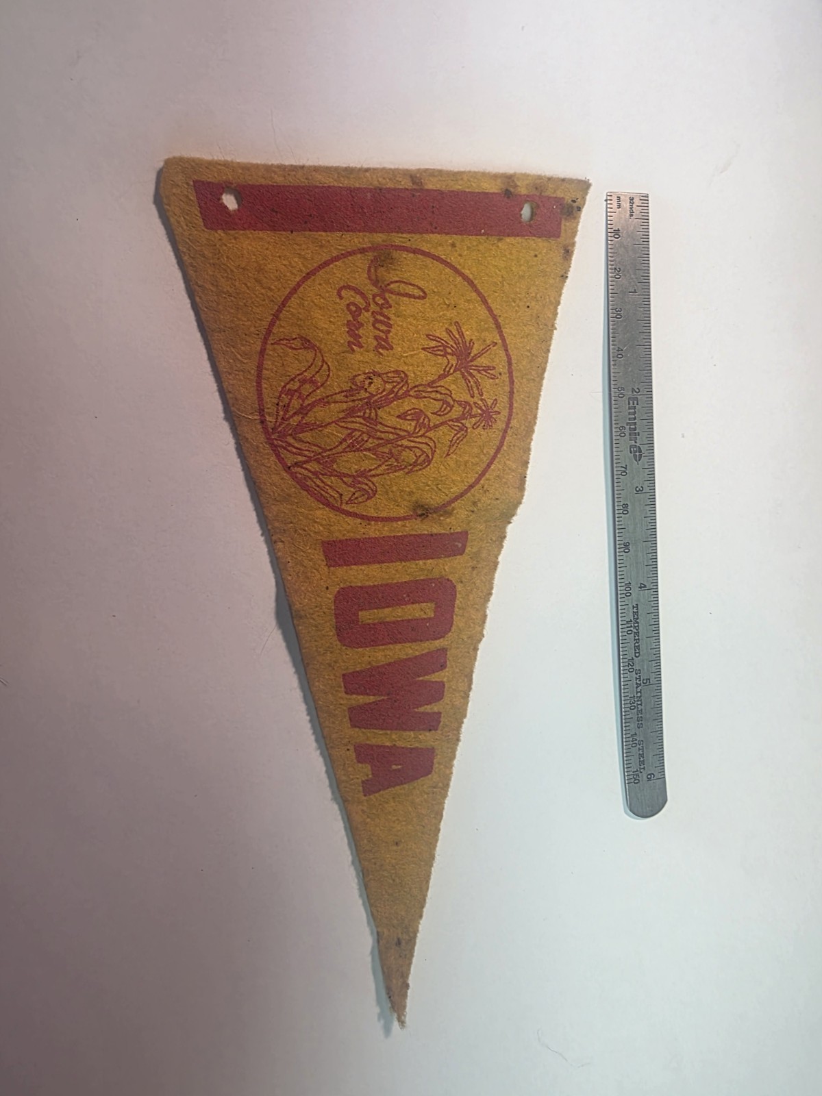 Vintage 1950 state of IOWA Mini Wool Felt Pennant Avg 7.5