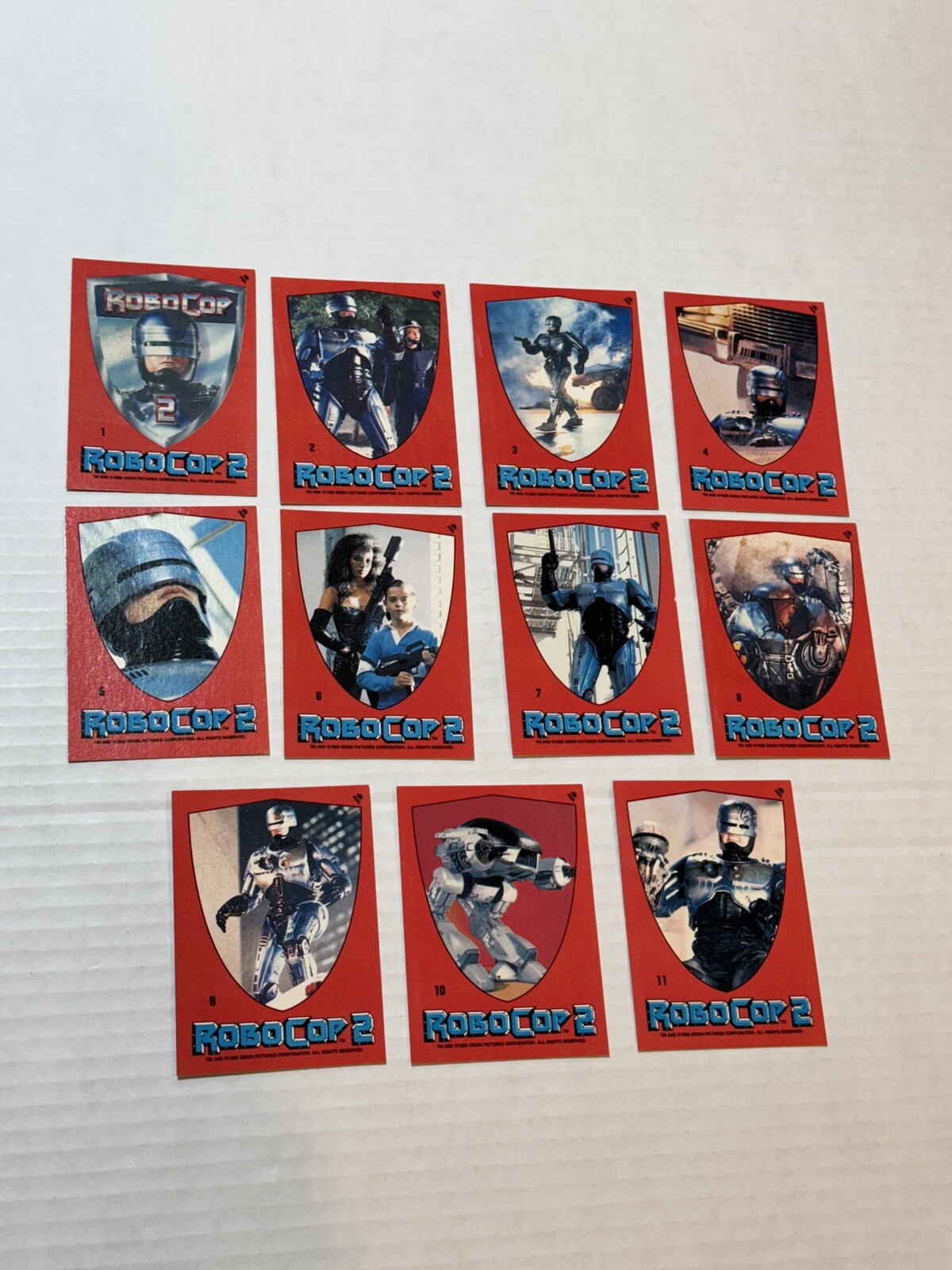 1990 TOPPS ROBOCOP 2 COMPLETE STICKER CARD SET OF 11 NEAR MINT