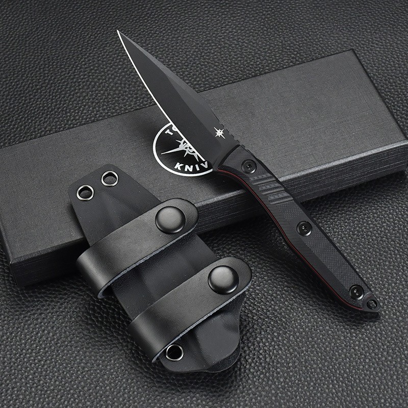 Fixed Blade Knife G10 Handle 7Cr17Mov Steel Outdoor Camping Knife with K Sheath