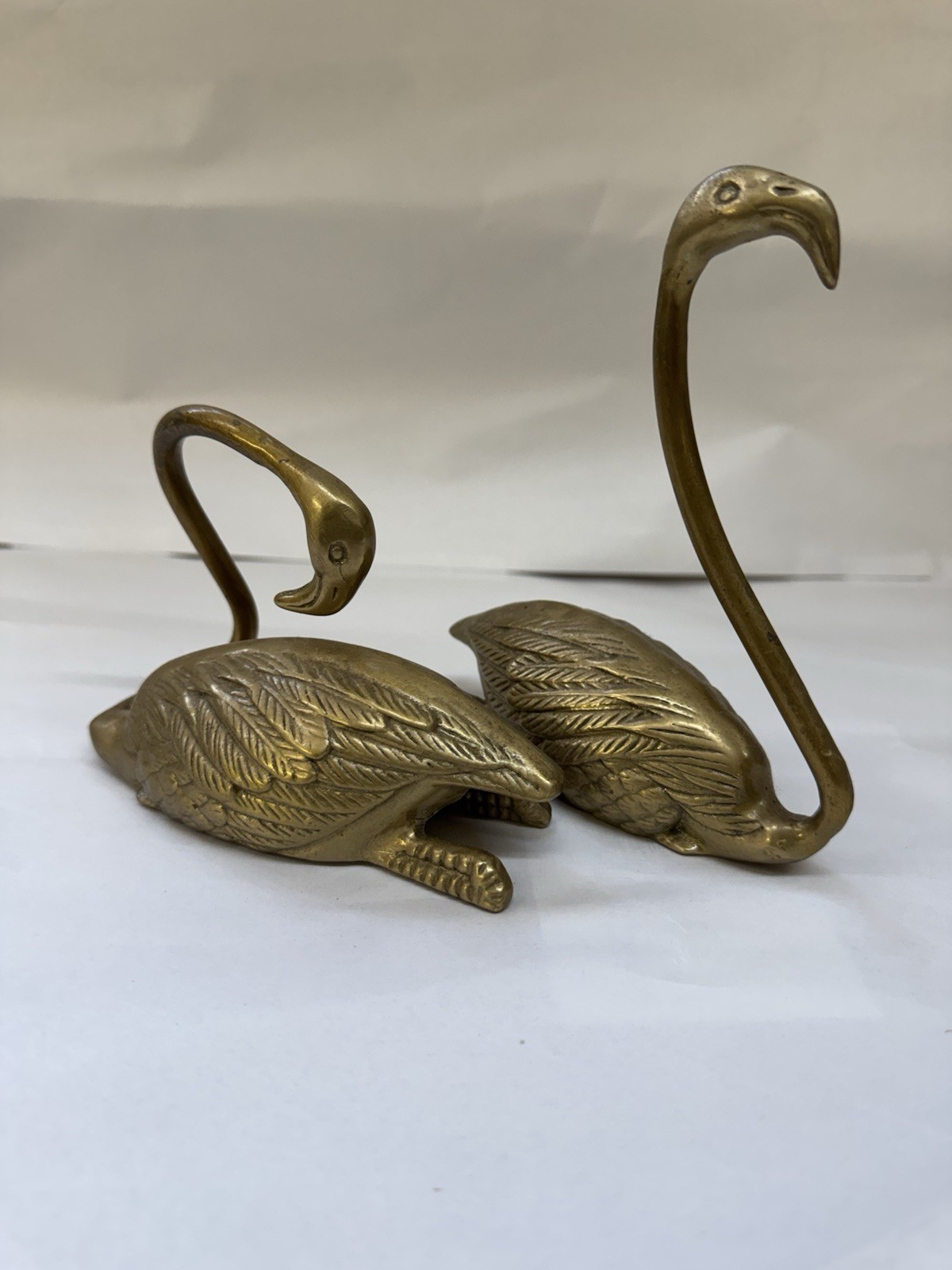Vintage MCM Pair Of Brass Flamingo Figures Statue Heavy Figurines 1950's-60's Vintage MCM Pair Of Brass Flamingo Figures Statue Heavy Figurines 1950's-60's