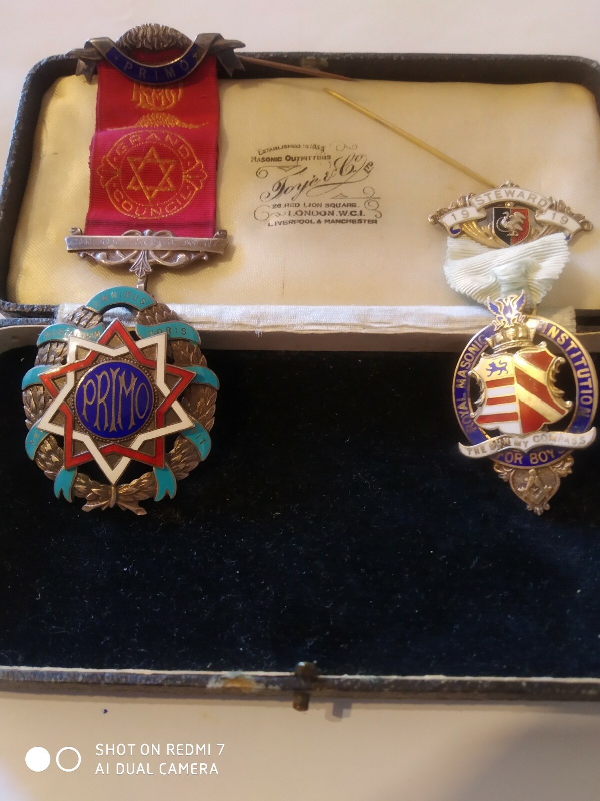 Antique original mason medals with box