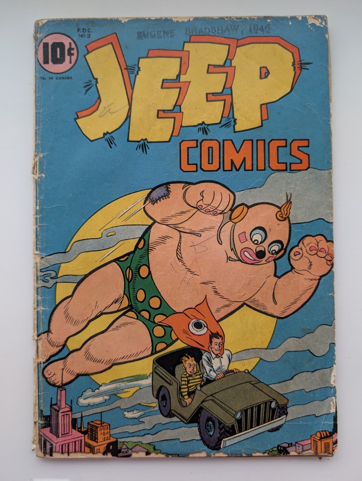 Jeep Comics 2 Very Rare Golden Age Fago & Alderman Art Cover Detached 1945 