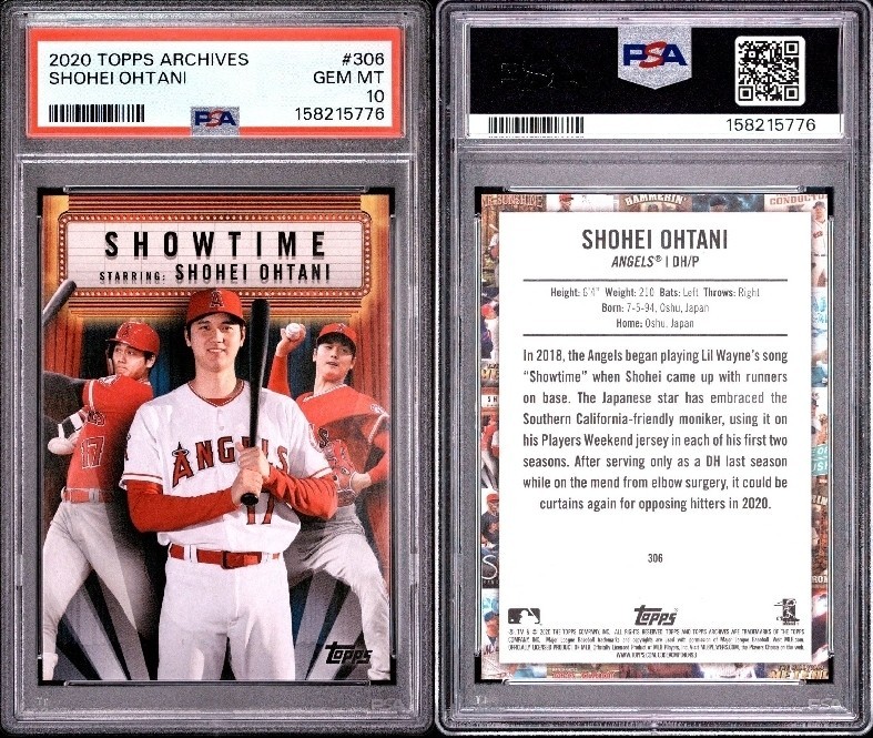 2020 Topps Archives 306 Showtime Shohei Ohtani Rare PSA 10 2020 Topps Archives 306 Showtime Shohei Ohtani Rare PSA 10