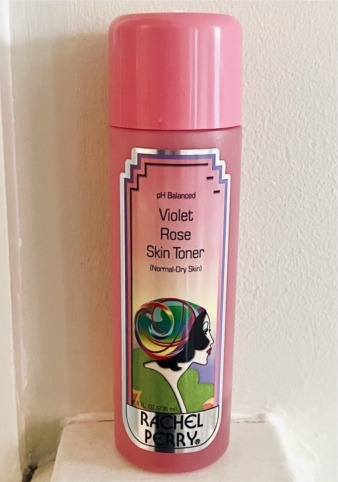 RACHEL PERRY Vtg Violet Rose Toner HALF FULL 8 Oz 80s Beauty Retro Deco Bottle RACHEL PERRY Vtg Violet Rose Toner HALF FULL 8 Oz 80s Beauty Retro Deco Bottle