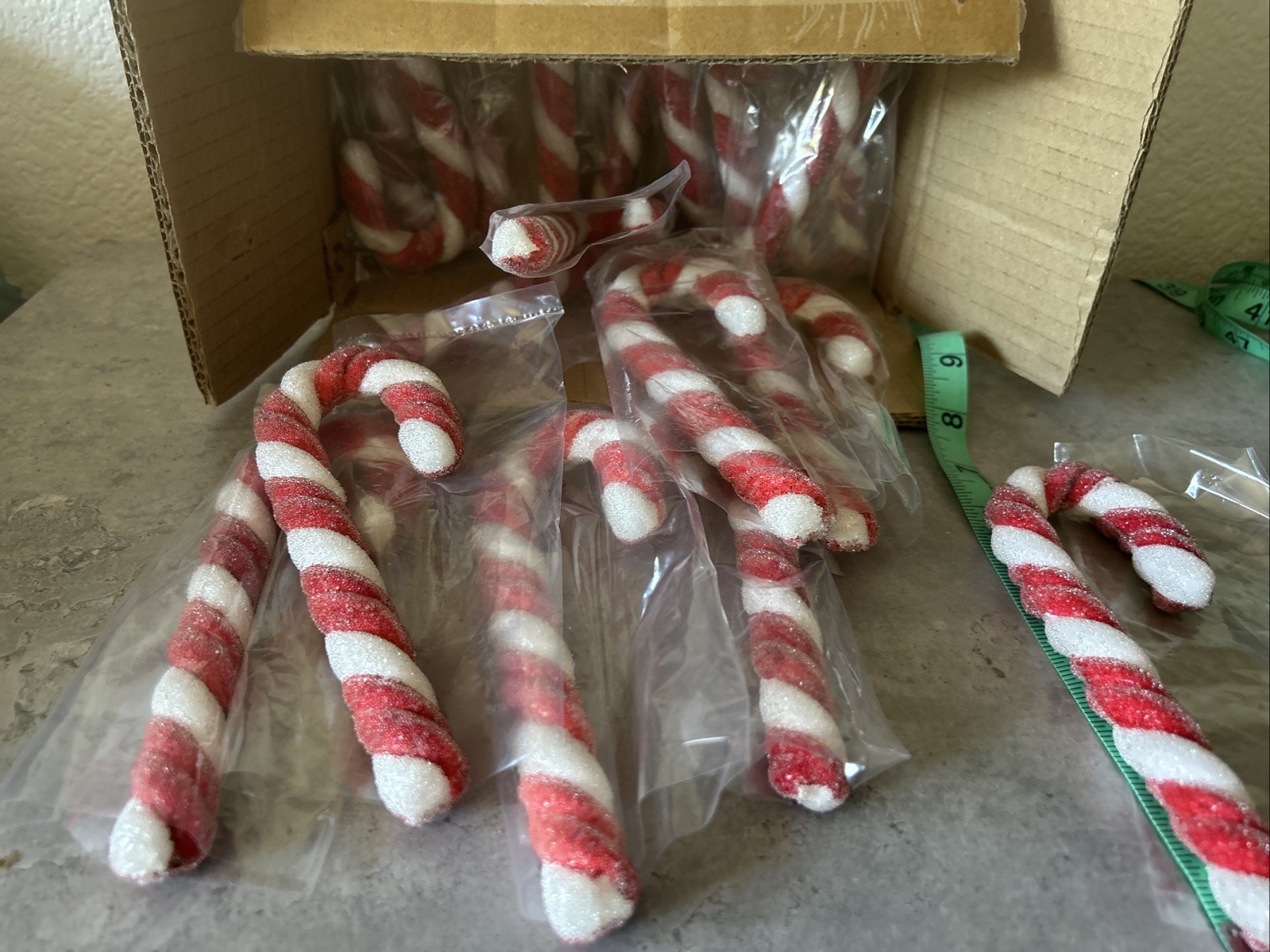 20- NOS Vintage Red White Sugar Coated Candy Cane Holiday Christmas Ornaments 6” 20- NOS Vintage Red White Sugar Coated Candy Cane Holiday Christmas Ornaments 6”