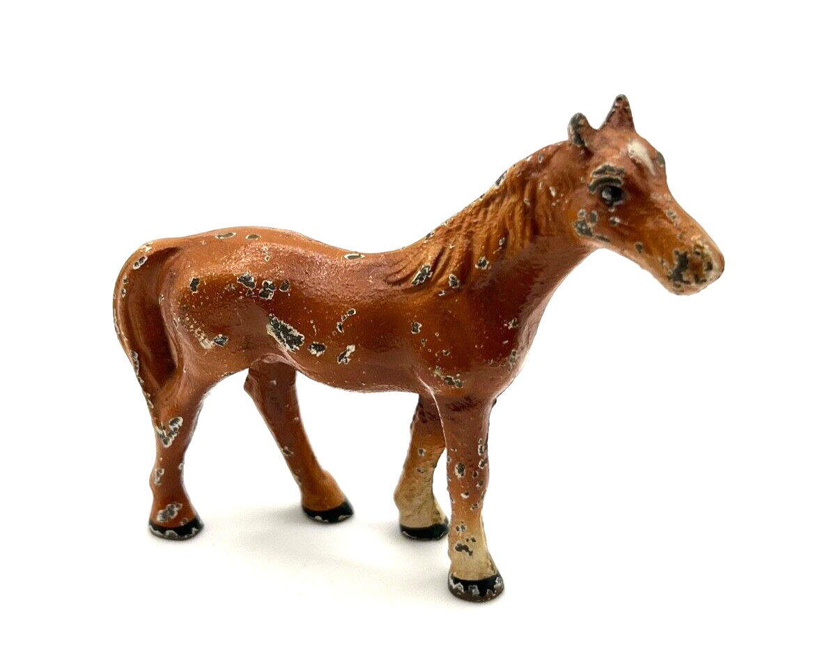Vintage Hubley Cast Iron Miniature Toy Horse Figurine Brown Cold Painted Vintage Hubley Cast Iron Miniature Toy Horse Figurine Brown Cold Painted