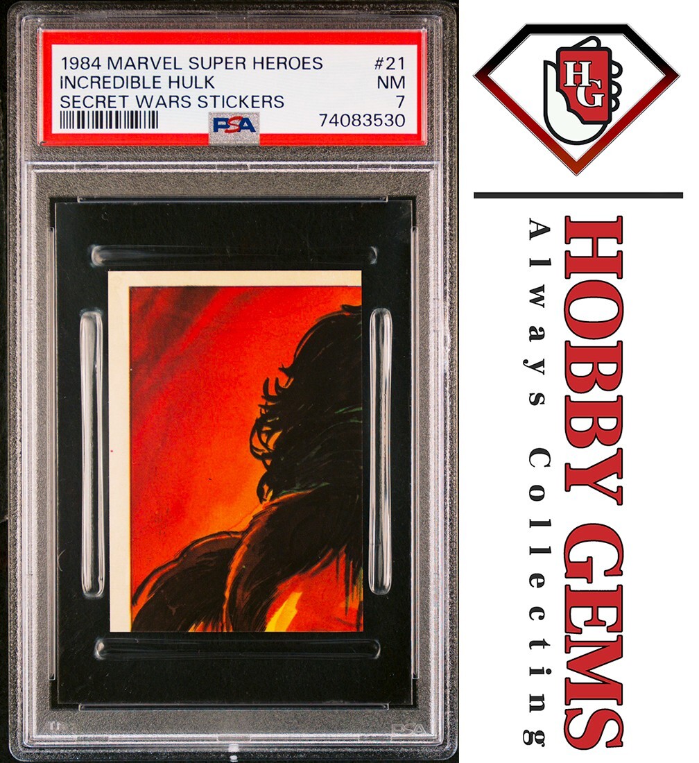 INCREDIBLE HULK PSA 7 1984 Marvel Super Heroes Secret Wars Stickers #21