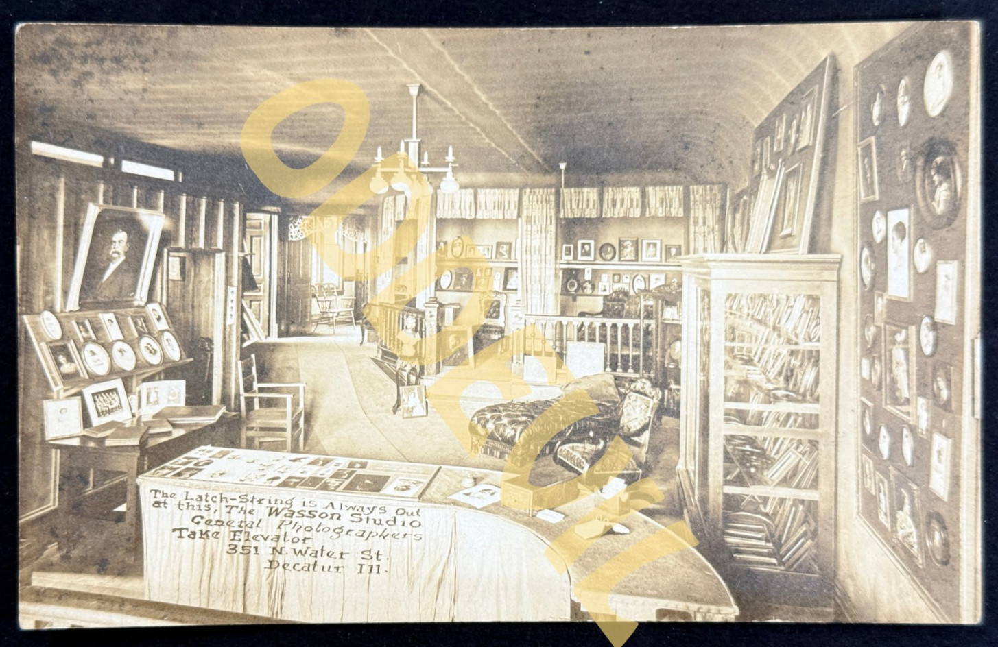 1900 Wasson Photo Studio Advertising RPPC postcard Decatur IL photographer 1900 Wasson Photo Studio Advertising RPPC postcard Decatur IL photographer