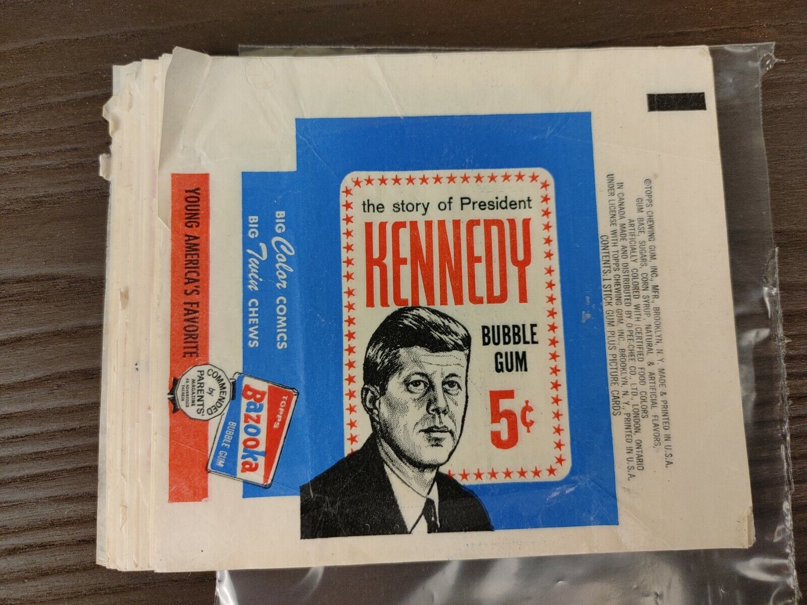 1964  TOPPS   THE STORY OF JOHN F KENNEDY   5 Cent  WRAPPER   
