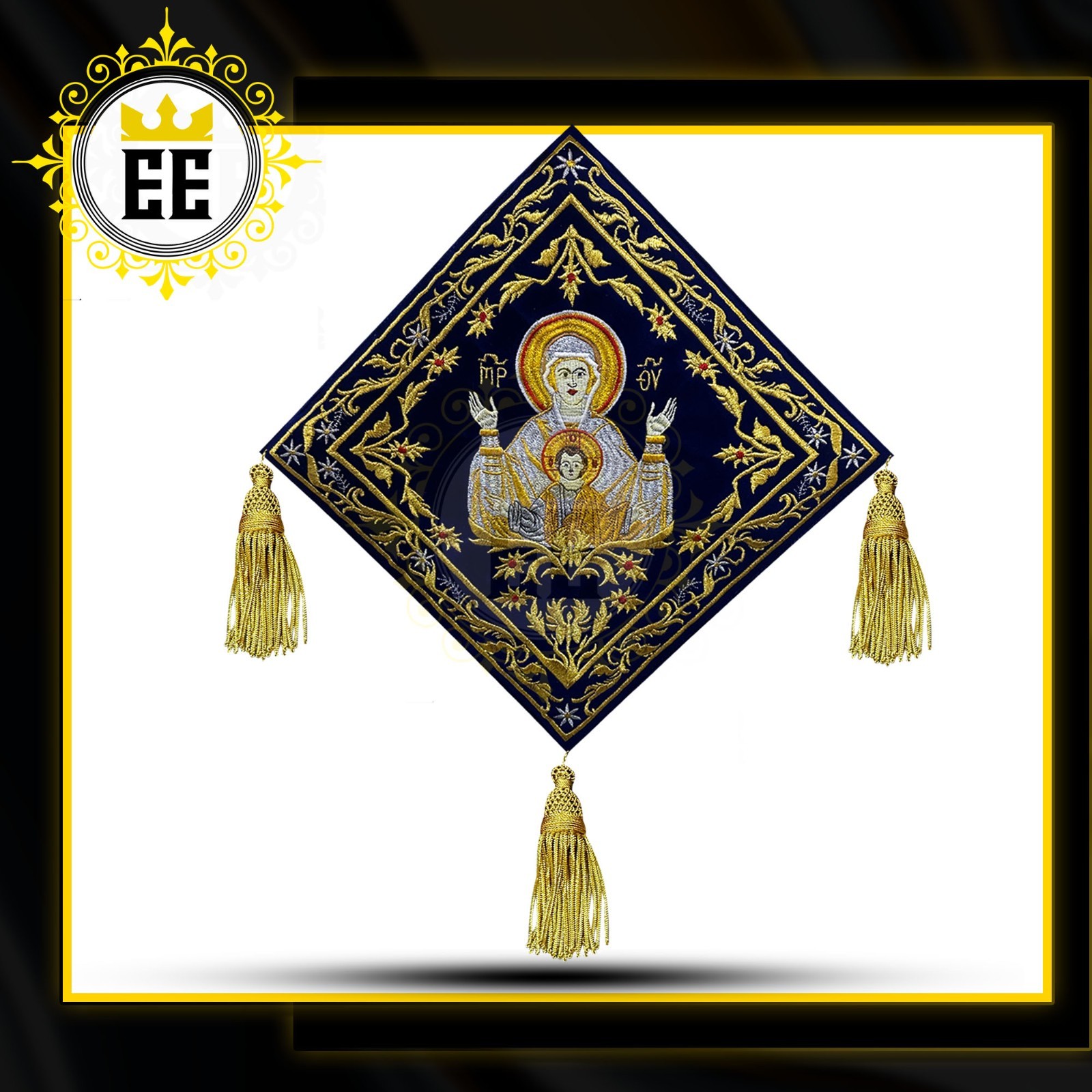 Embroidered Orthodox Priest Palitsa: Elegant Blue Velvet and Gold Embroidery