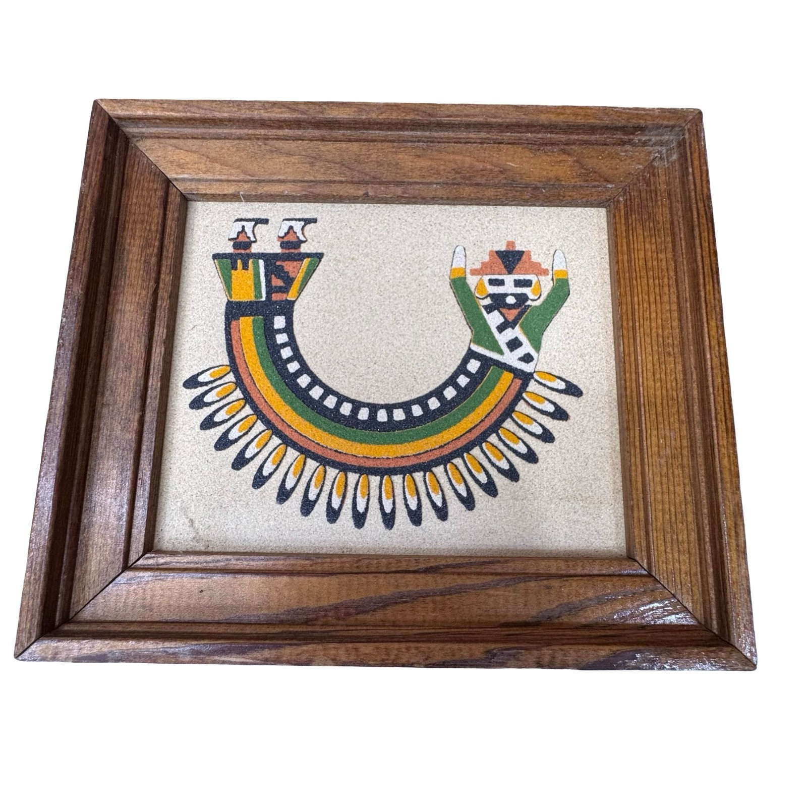 Rainbow Way Framed Sand Painting Art Rainbow God Yei Spirit Traditional Native Rainbow Way Framed Sand Painting Art Rainbow God Yei Spirit Traditional Native