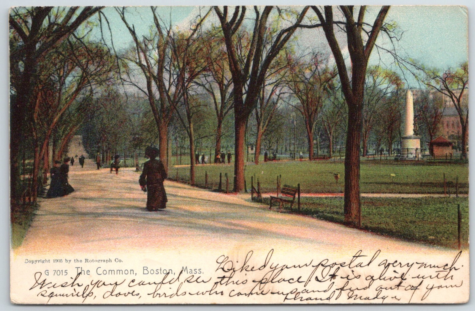 1907 The Common Boston Massachusetts Frank L. Thorne vintage postcard