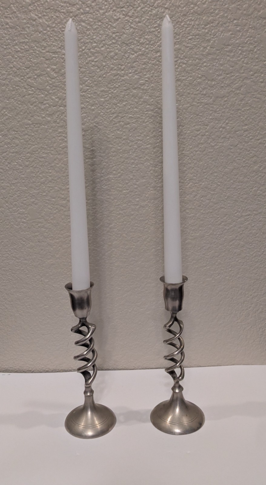 Vintage Pair Silver Tone Open Spiral Candlesticks 7.5 Vintage Pair Silver Tone Open Spiral Candlesticks 7.5