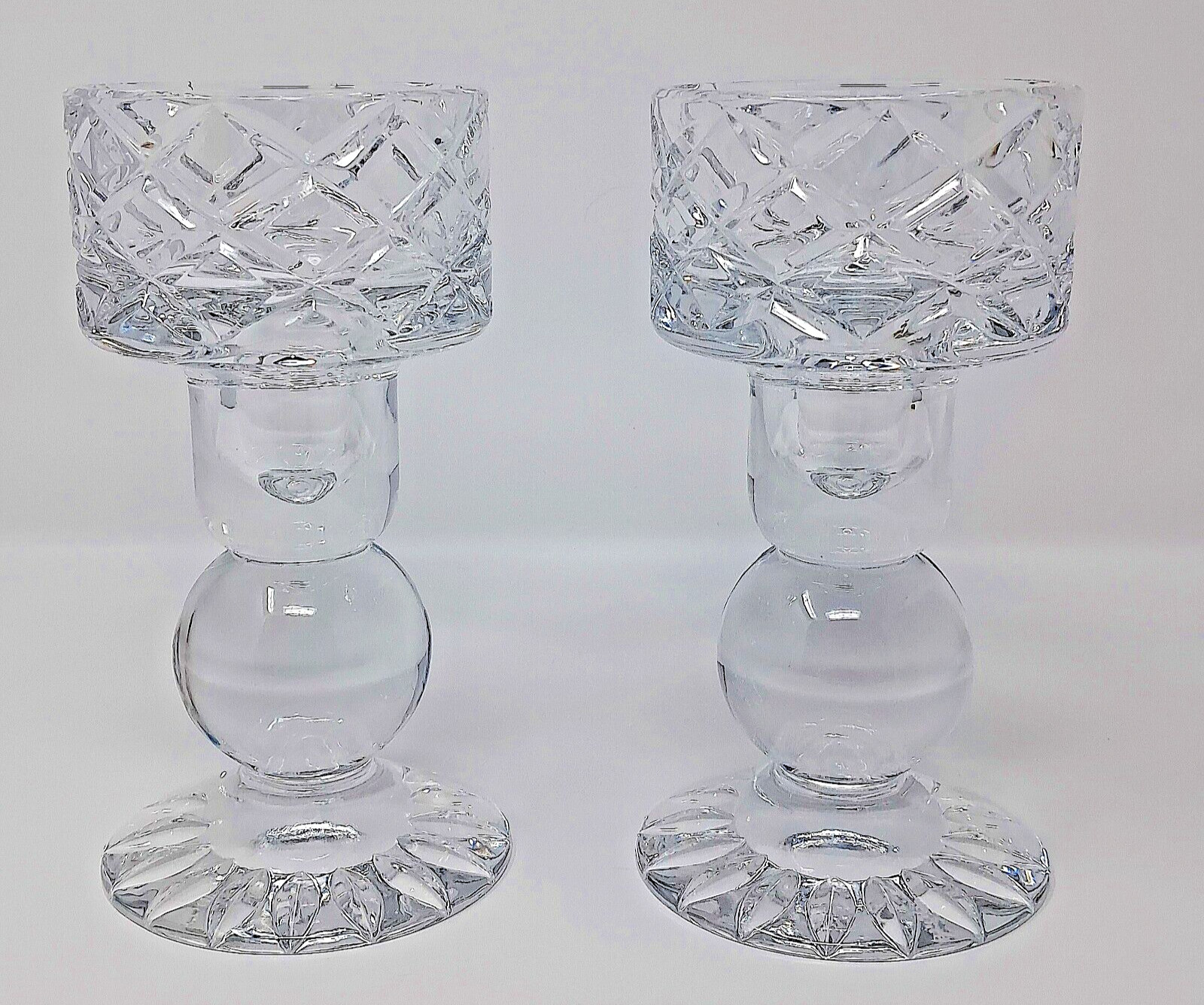 Block Lead Crystal Candle Holders 6