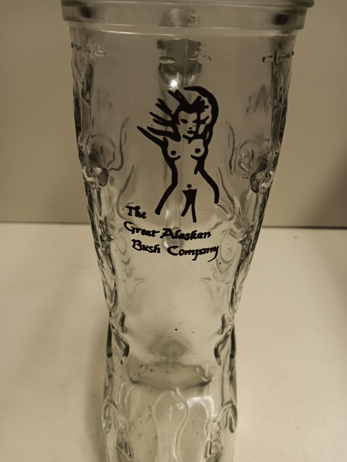The Great Alaskan Bush Company Drinking Glass Boot Beer Stein Naked Woman The Great Alaskan Bush Company Drinking Glass Boot Beer Stein Naked Woman