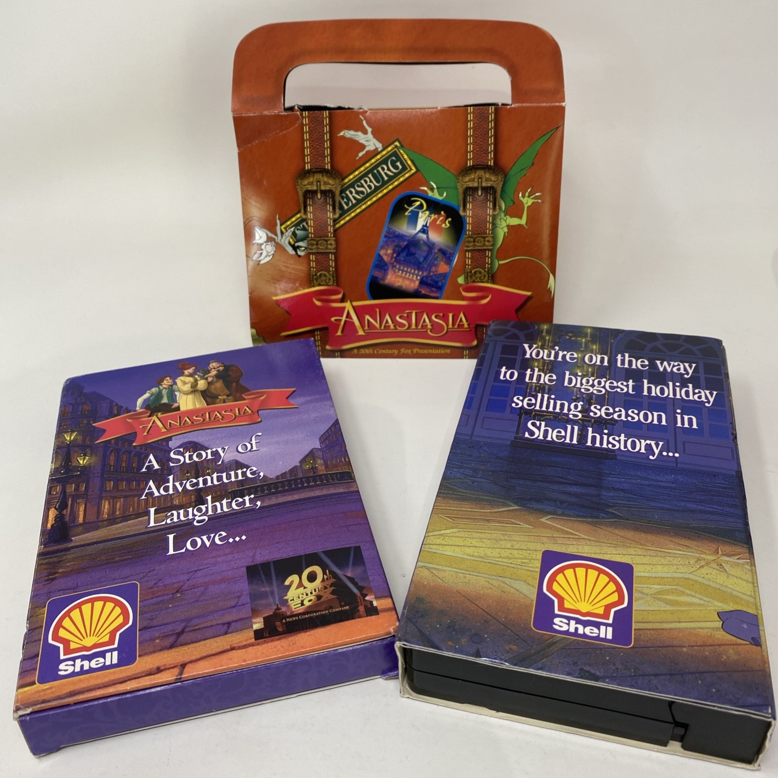 1997 Disney Anastasia Shell Oil Promo Cassette Video Board Game Figures Set Rare 1997 Disney Anastasia Shell Oil Promo Cassette Video Board Game Figures Set Rare