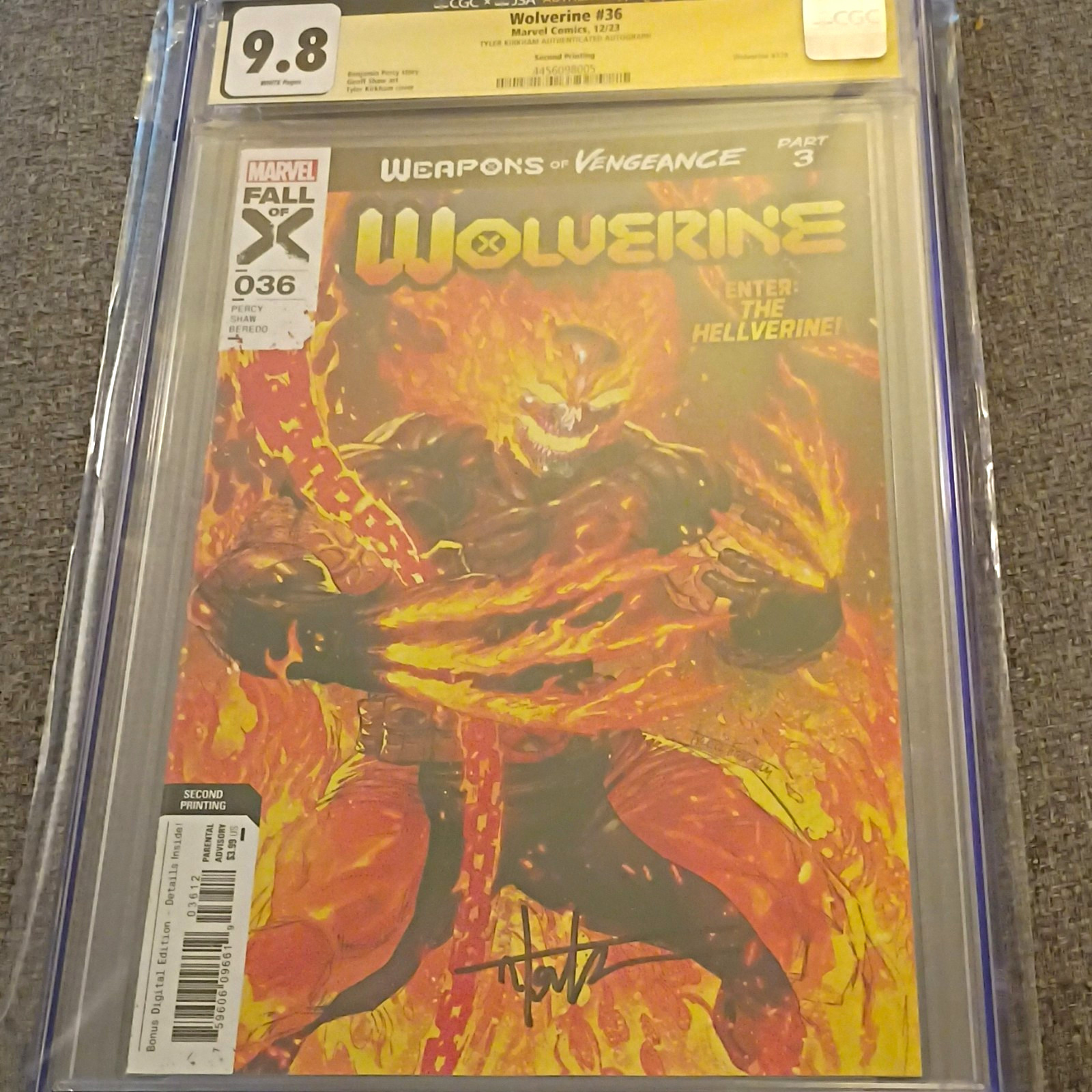 Wolverine #36 Tyler Kirkham Cover Weapons of Vengeance 2nd Print CGC 9.8 SS