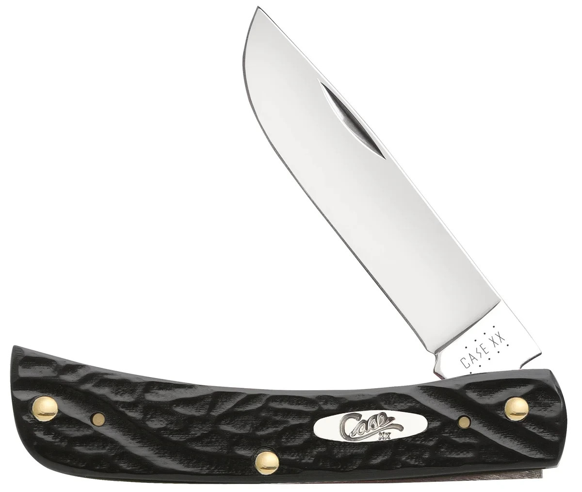 CASE XX KNIFE- SOD BUSTER Jr. - ROUGH BLACK  #18229 - S/STEEL BLADE - 3 5/8\