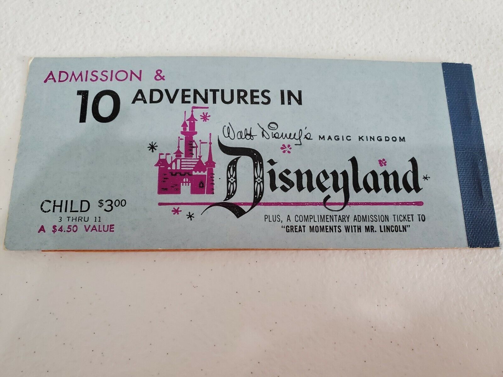 Vintage Disneyland Ticket Book Coupon Admission CHILD