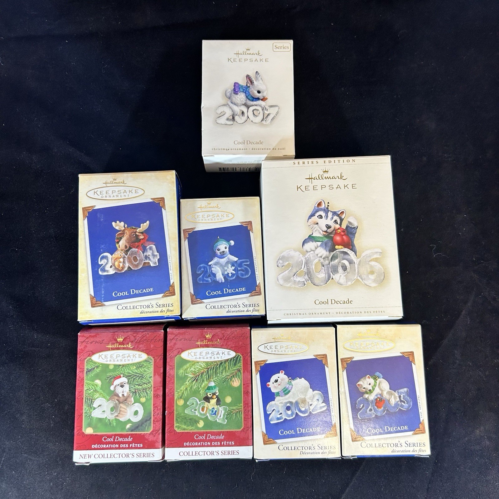 Hallmark Keepsake Ornaments Cool Decade Series Years 2000-2007 W/Boxes New Hallmark Keepsake Ornaments Cool Decade Series Years 2000-2007 W/Boxes New
