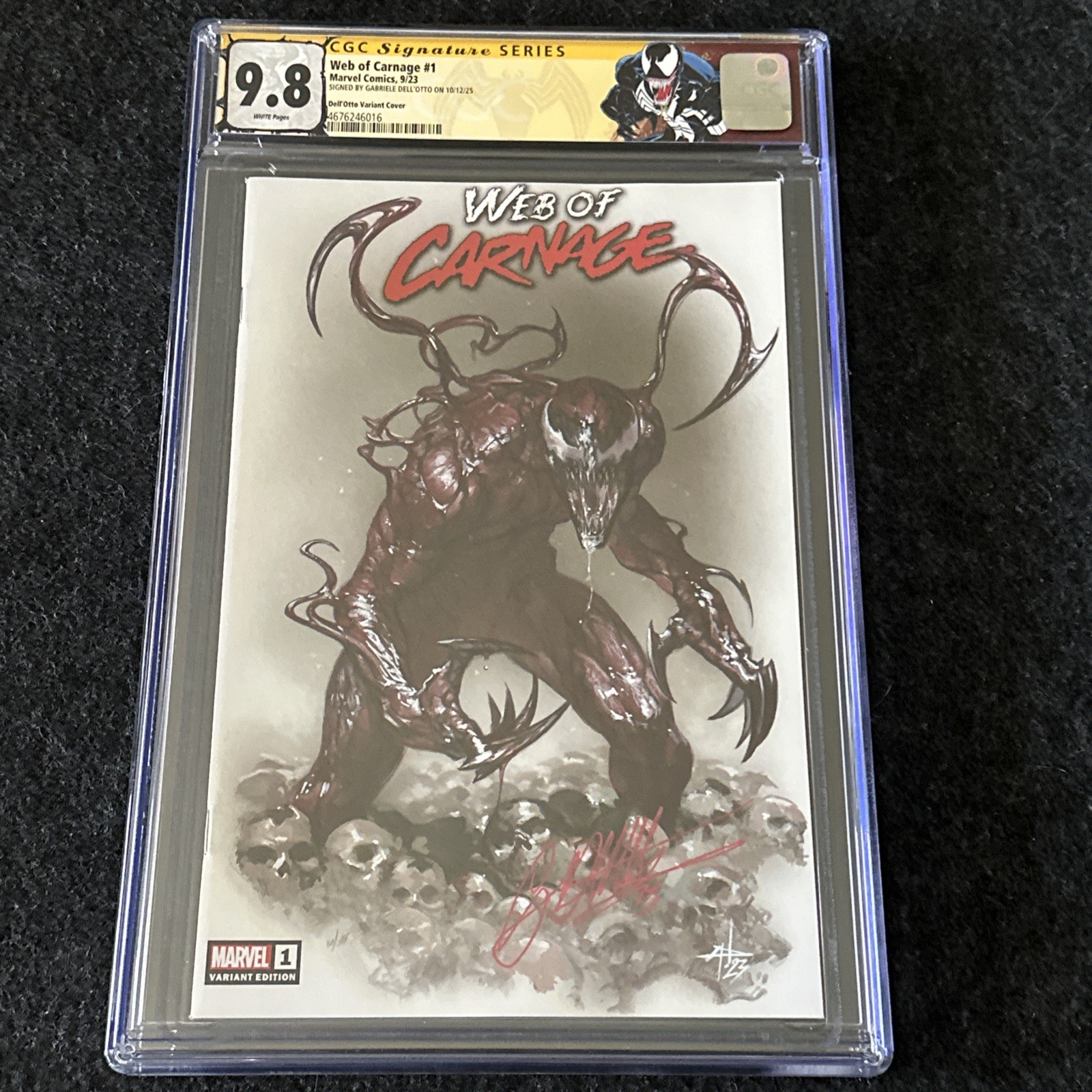 WEB OF CARNAGE 1 CGC 9.8 SS GABRIELLE DELL'OTTO EXCLUSIVE VARIANT Custom Label. WEB OF CARNAGE 1 CGC 9.8 SS GABRIELLE DELL'OTTO EXCLUSIVE VARIANT Custom Label.