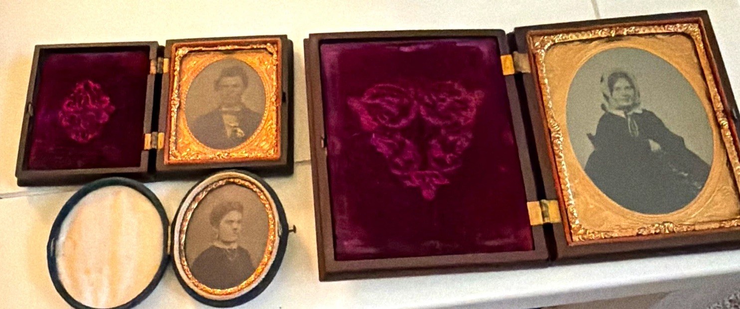 Antique Cased Portrait Photographs Lot of 3 Black & White Men Women Hinged Antique Cased Portrait Photographs Lot of 3 Black & White Men Women Hinged