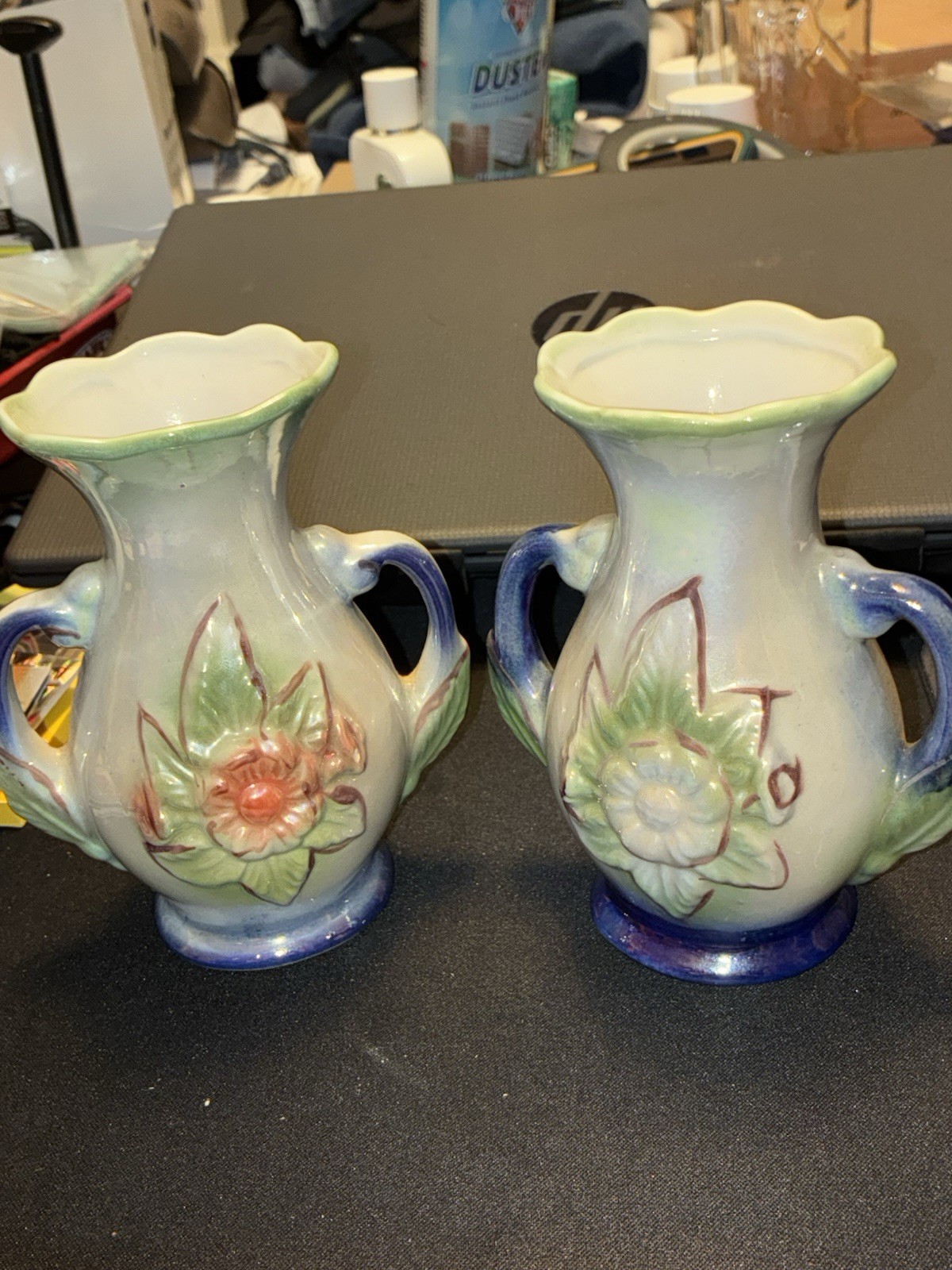 Vintage Double Handled Lusterware Ceramic Vase From Brazil. Pair Or 2. Vintage Double Handled Lusterware Ceramic Vase From Brazil. Pair Or 2.