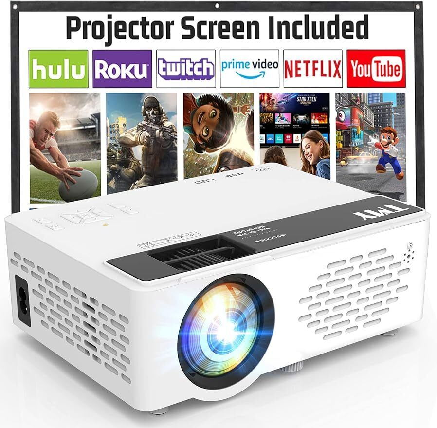 Mini Projector, Upgraded Bluetooth Projector, 1080P Full HD Portable Projector,