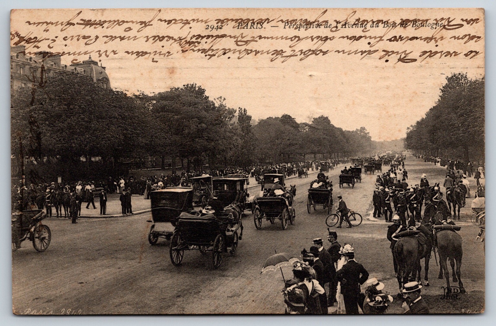 Paris, France, Avenue du Bois de Boulogne, early 1900's Vintage Postcard Paris, France, Avenue du Bois de Boulogne, early 1900's Vintage Postcard