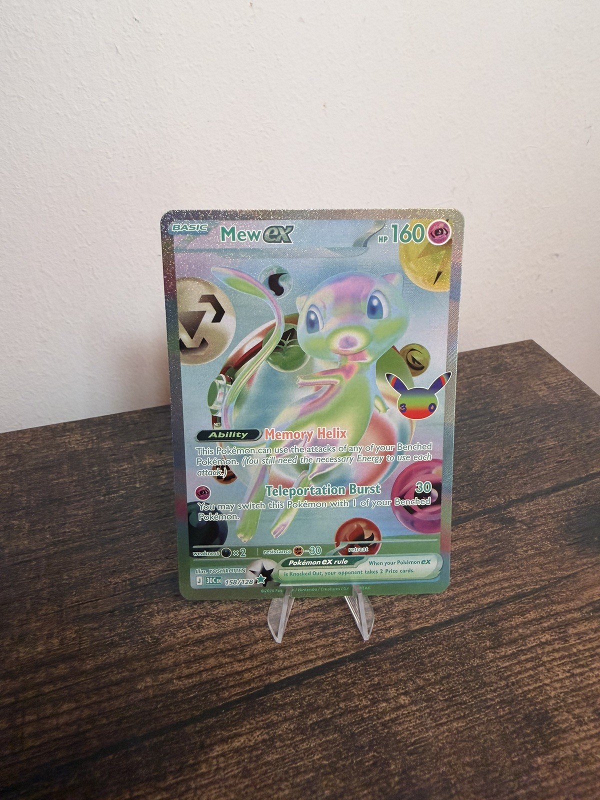 Mew Ex 158/128 Futuristic Rare 30th Anniversary Pokemon Card Mew Ex 158/128 Futuristic Rare 30th Anniversary Pokemon Card
