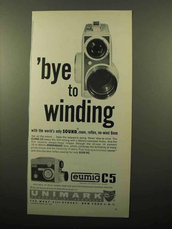 1961 Eumig C5 Movie Camera Ad - Bye to Winding