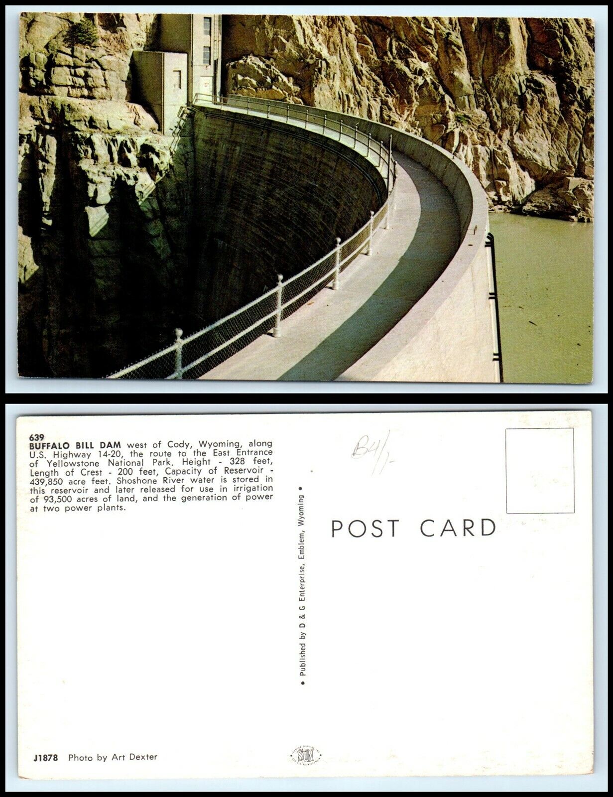 WYOMING Postcard - Buffalo Bill Dam L14